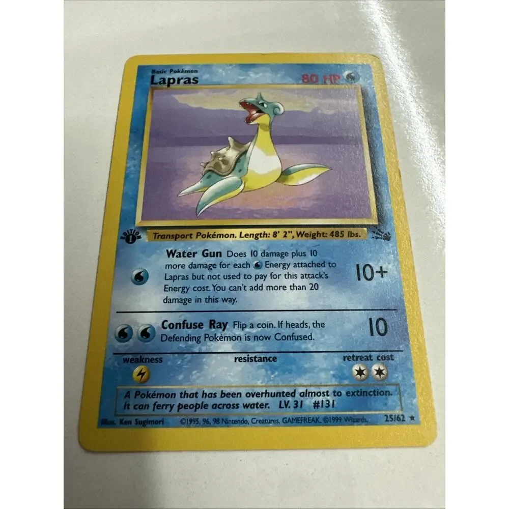 Pokemon Card Lapras 25/62 1st Edition Fossil Vintage Original WOTC 1999 MP